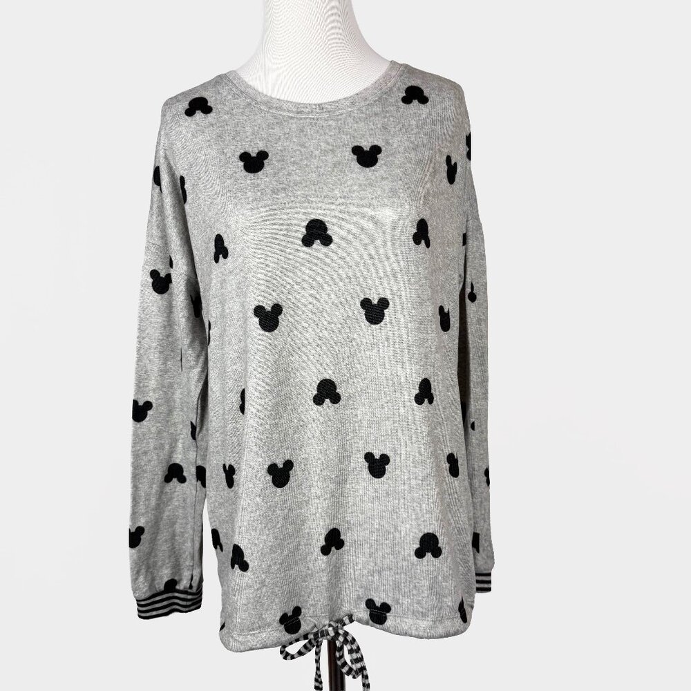 Disney Women's Size S Mickey Mouse Gray Long Sleeve Sleepwear Shirt Top